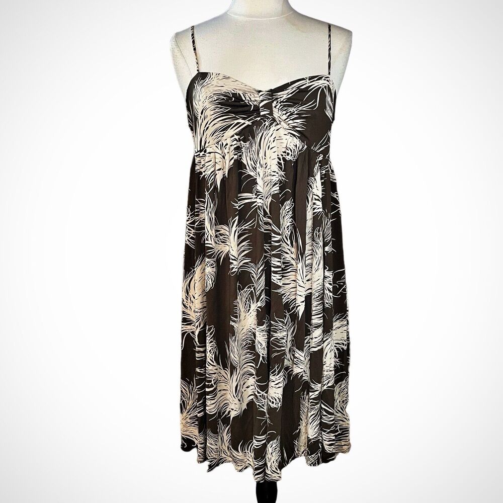 Anthropologie Maple Ostrich‎ Feather Dress Sz 10 100% Silk Jersey Sexy Packable